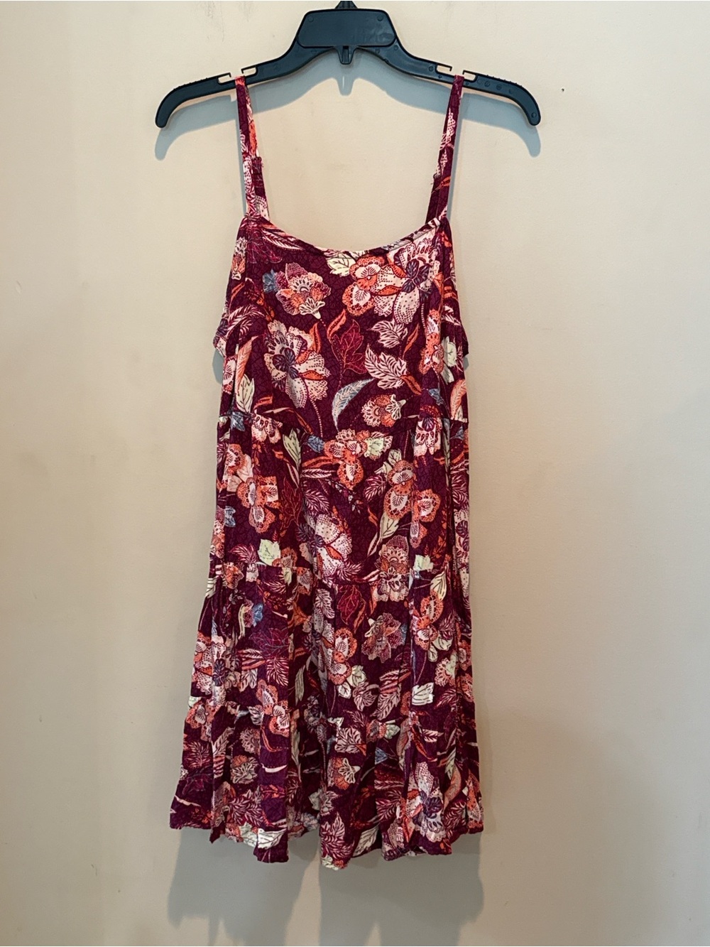 Old Navy Burgundy Floral Spaghetti-Strap Midi Dress